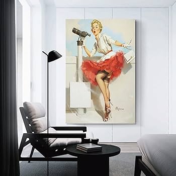 Gil Elvgren ギル・エルブグレン　ピンナップ　アート　額装 Amazon.co.jp: ホームLate pin-up Girl Gil Elvgren印刷アート